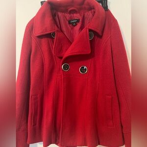 Papaya Vibrant Red Pea Coat for girls size medium A83